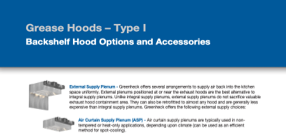 Type I Grease Hoods Backshelf Hood Options and Accessories