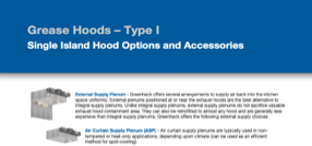 Type I Grease Hoods Single Island Hood Options and Accessories