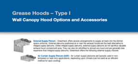 Type I Grease Hoods Wall Canopy Hood Options and Accessories